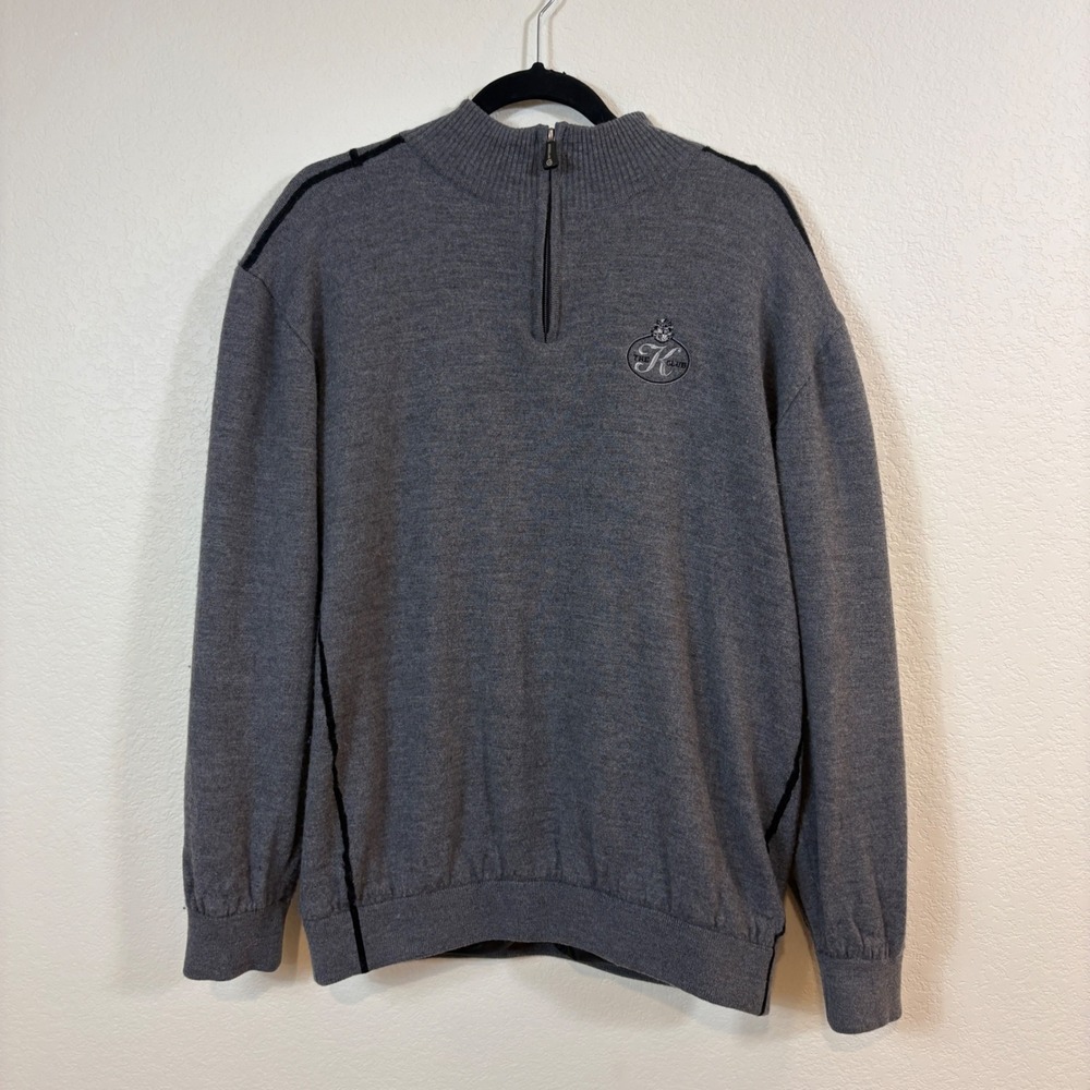 Sunderland of Scotland Golf Sweater Quarter Zip Mens XXL Gray The K Club Lined